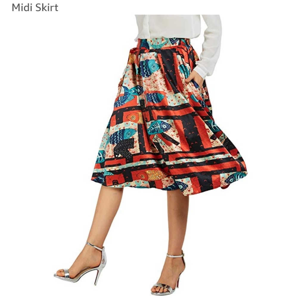NWOT, Colorful A line Skirt with pockets